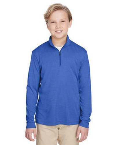 Team 365 TT31HY Youth Zone Sonic Heather Performance Quarter-Zip - Sportroyal Heather - HIT a Double
