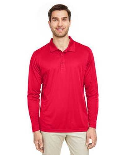 Team 365 TT51L Men's Zone Performance Long Sleeve Polo - Sport Red - HIT a Double