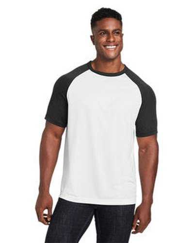 Team 365 TT62 Unisex Zone Colorblock Raglan T-Shirt - White Black Heather - HIT a Double