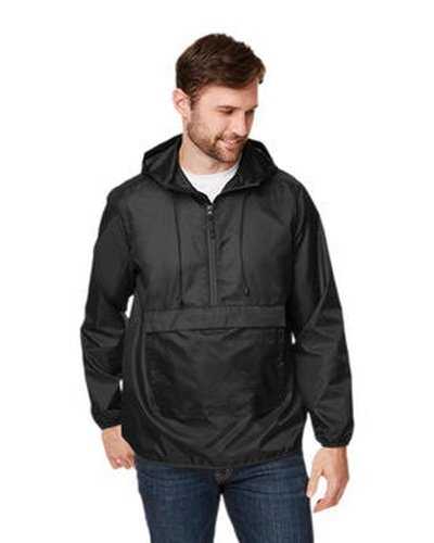 Team 365 TT77 Adult Zone Protect Packable Anorak Jacket - Black - HIT a Double