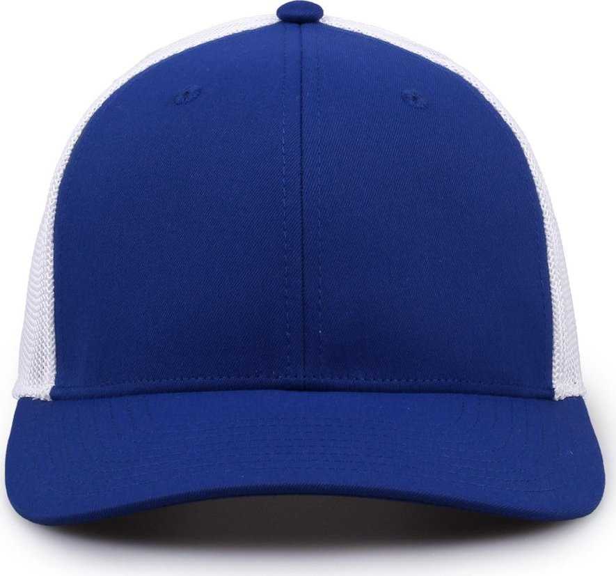 The Game GB518 Everyday Trucker Cap - Royal White - HIT a Double