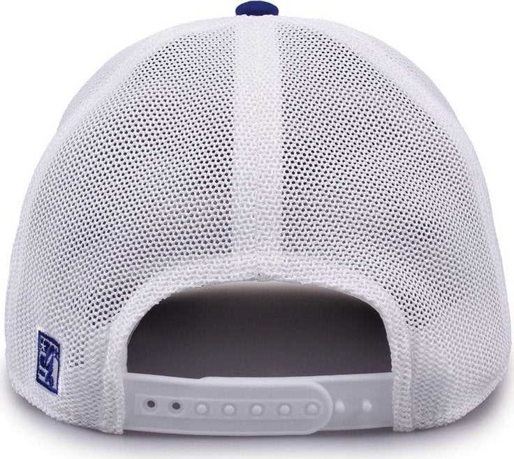 The Game GB518 Everyday Trucker Cap - Royal White - HIT a Double