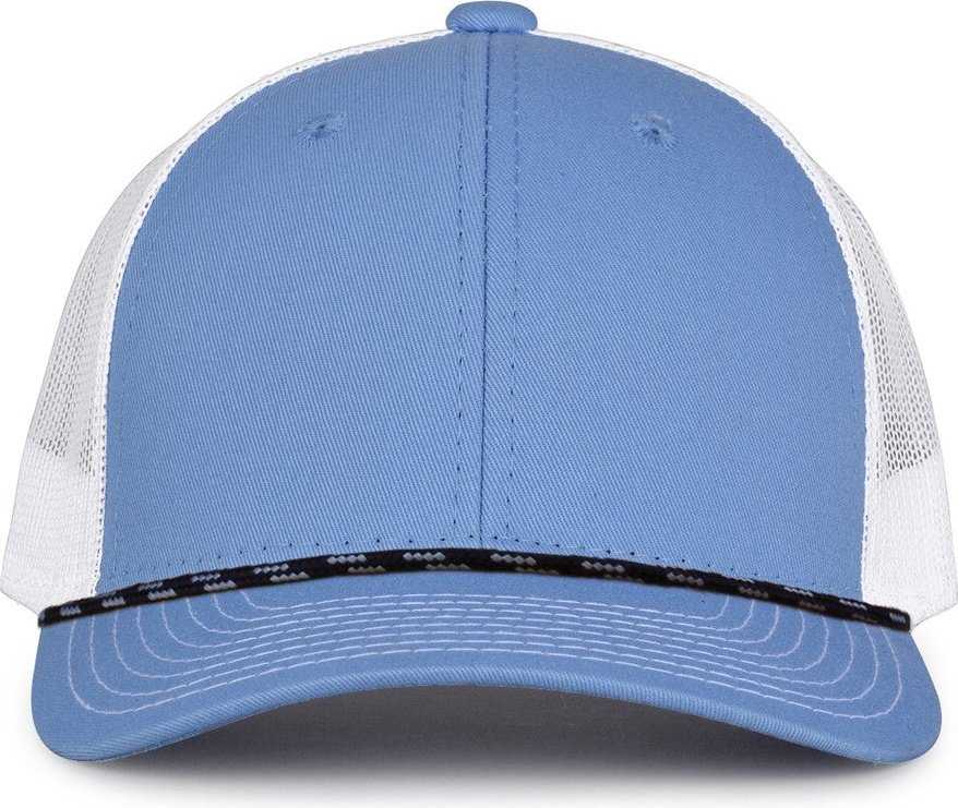 The Game GB452R Rope Everyday Trucker Cap - Columbia Blue White - HIT a Double