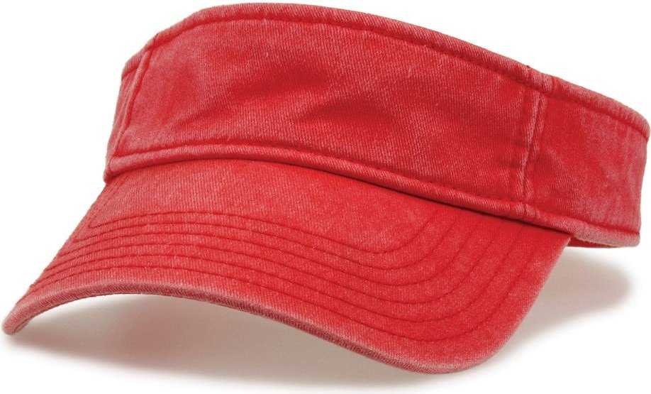The Game GB466 Pigment Dyed Twill Visor - Red