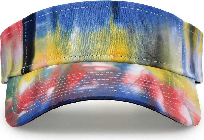 The Game GB471 Relaxed Tie Dye and Trucker Mesh Visor - Black Rainbow