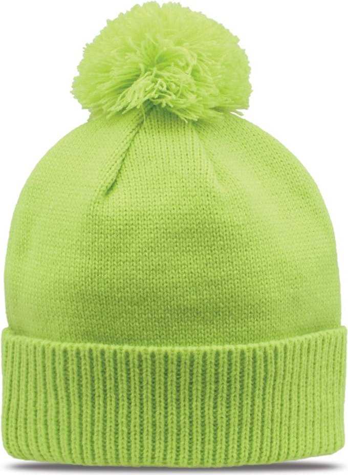 The Game GB472 Rollup Beanie with Pom - Lime - HIT a Double - 1