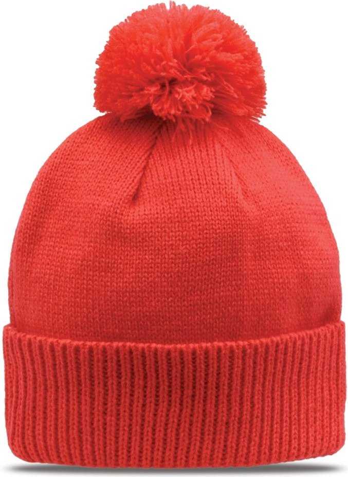 The Game GB472 Rollup Beanie with Pom - Nantucket Red - HIT a Double - 1