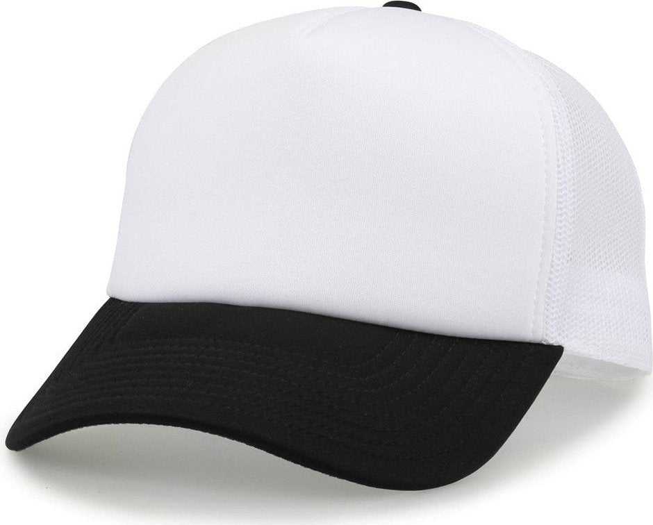 The Game GB473 Foam Front Trucker Cap - White Black - HIT a Double - 1