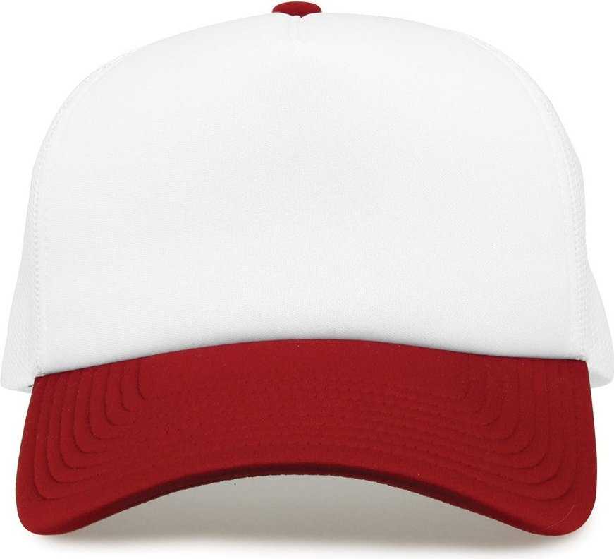 The Game GB473 Foam Front Trucker Cap - White Cardinal - HIT a Double - 1