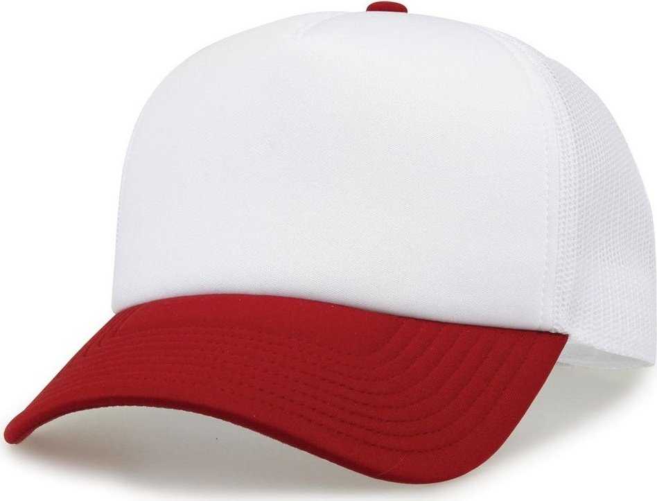 The Game GB473 Foam Front Trucker Cap - White Cardinal - HIT a Double - 1
