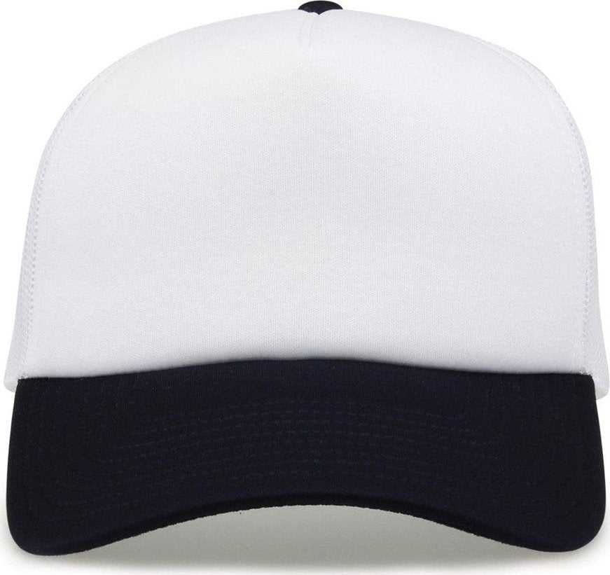 The Game GB473 Foam Front Trucker Cap - White Navy - HIT a Double - 2