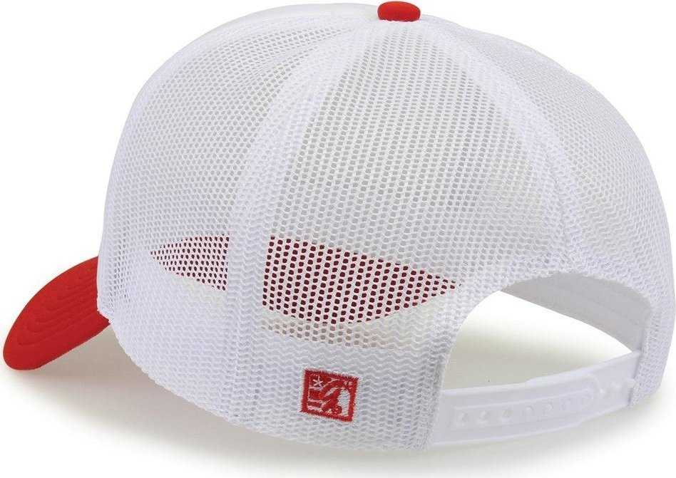 The Game GB473 Foam Front Trucker Cap - White Red - HIT a Double - 3