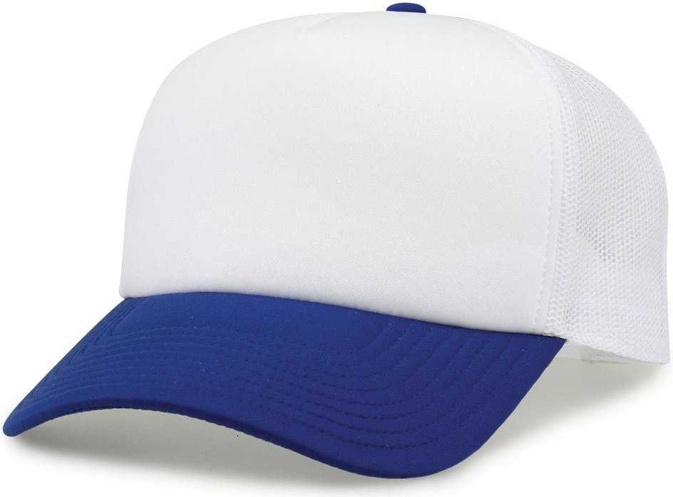 The Game GB473 Foam Front Trucker Cap - White Royal - HIT a Double - 1