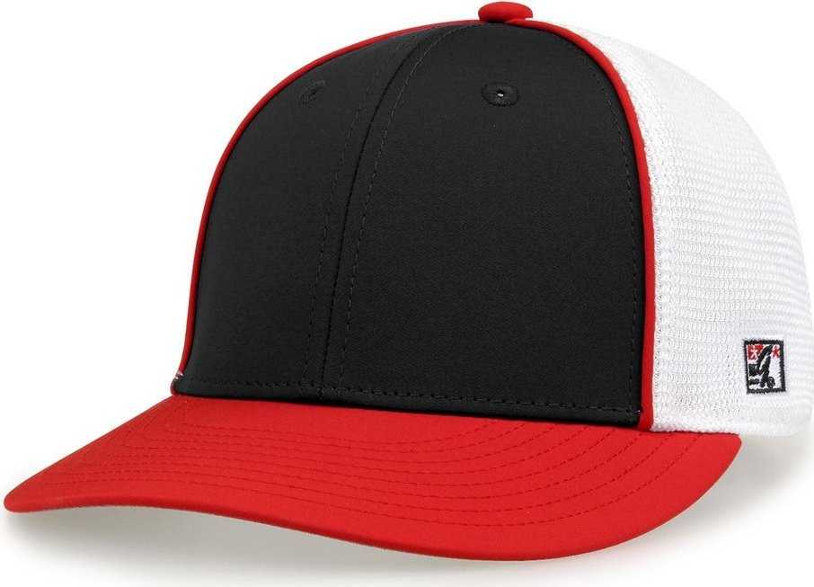 The Game GB483P On-Field GameChanger with Piping &amp; Diamond Mesh Cap - Black Red