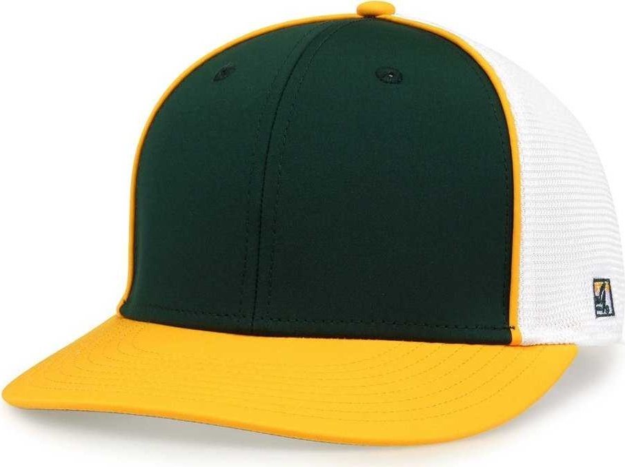 The Game GB483P On-Field GameChanger with Piping &amp; Diamond Mesh Cap - Dark Green Gold