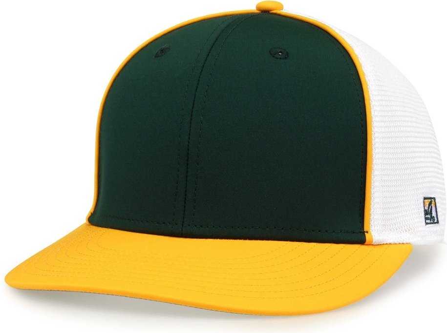 The Game GB483P On-Field GameChanger with Piping &amp; Diamond Mesh Cap - Dark Green Gold