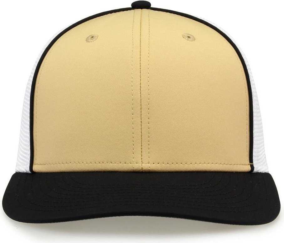 The Game GB483P On-Field GameChanger with Piping &amp; Diamond Mesh Cap - Vegas Gold Black