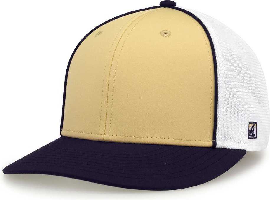 The Game GB483P On-Field GameChanger with Piping &amp; Diamond Mesh Cap - Vegas Gold Navy