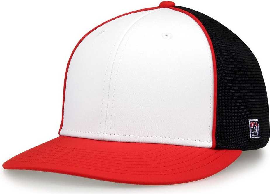 The Game GB483P On-Field GameChanger with Piping &amp; Diamond Mesh Cap - White Red Black