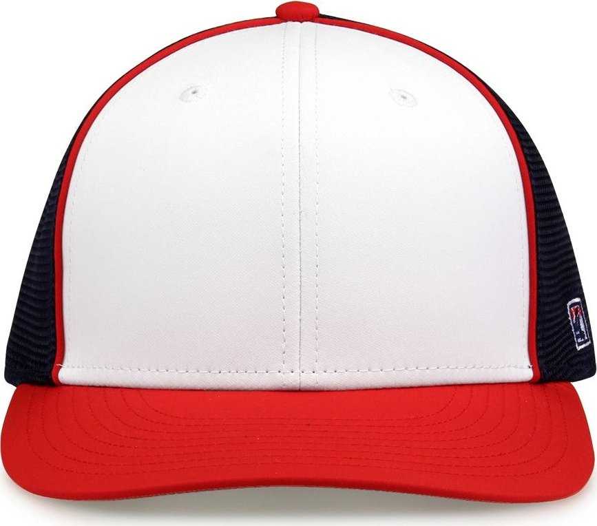 The Game GB483P On-Field GameChanger with Piping &amp; Diamond Mesh Cap - White Red Navy