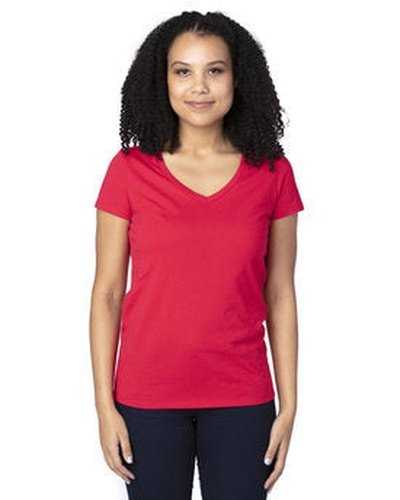 Threadfast Apparel 200RV Ladies' ULIGHTimate V-Neck T-Shirt - Red - HIT a Double