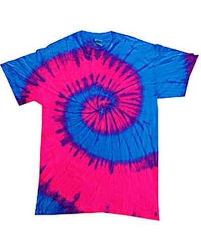 Tie-Dye CD100Y Youth 54 oz 100% Cotton T-Shirt - Fluorescent True Blue Pink - HIT a Double
