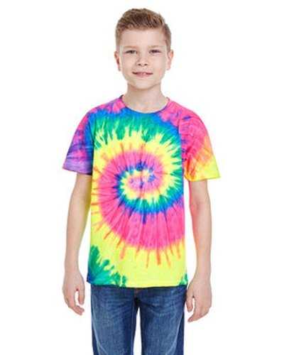Tie-Dye CD100Y Youth 54 oz 100% Cotton T-Shirt - Neon Rainbow - HIT a Double