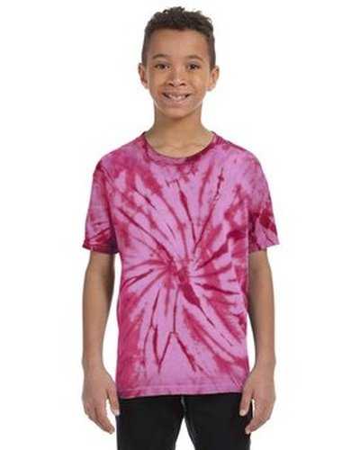 Tie-Dye CD101Y Youth 54 oz 100% Cotton Spider T-Shirt - Spider Pink - HIT a Double