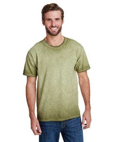 Tie-Dye CD1310 Adult Oil Wash T-Shirt - Green - HIT a Double