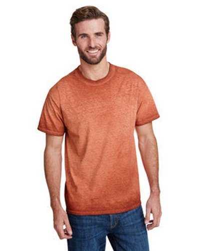 Tie-Dye CD1310 Adult Oil Wash T-Shirt - Orange - HIT a Double