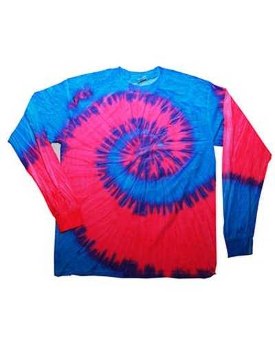 Tie-Dye CD2000 Adult 54 oz 100% Cotton Long-Sleeve T-Shirt - Fluorescent True Blue Pink - HIT a Double