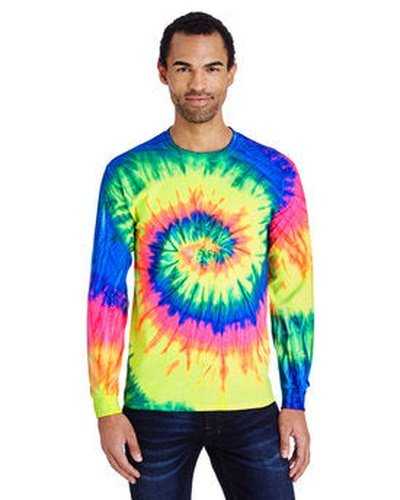 Tie-Dye CD2000 Adult 54 oz 100% Cotton Long-Sleeve T-Shirt - Neon Rainbow - HIT a Double