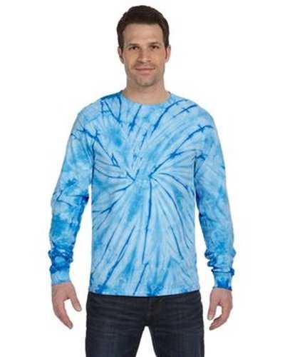 Tie-Dye CD2000 Adult 54 oz 100% Cotton Long-Sleeve T-Shirt - Spider Baby Blue - HIT a Double