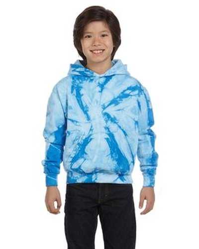 Tie-Dye CD877Y Youth 85 oz D Pullover Hooded Sweatshirt - Spider Baby Blue - HIT a Double