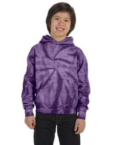 Tie-Dye CD877Y Youth 85 oz D Pullover Hooded Sweatshirt - Spider Purple - HIT a Double