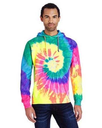 Tie-Dye CD877 Adult D Pullover Hooded Sweatshirt - Neon Rainbow - HIT a Double