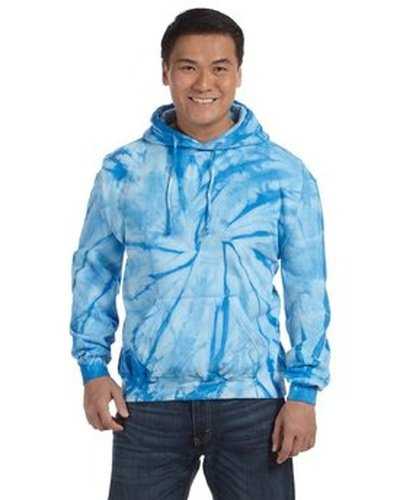 Tie-Dye CD877 Adult D Pullover Hooded Sweatshirt - Spider Baby Blue - HIT a Double