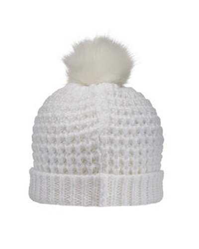 J. America TW5005 Adult Slouch Bunny Knit Cap - White - HIT a Double