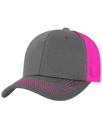 J. America TW5505 Adult Ranger Cap - Charcoall Neon Pink - HIT a Double
