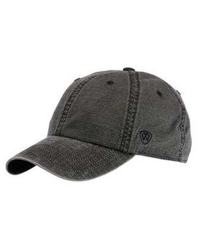 J. America TW5537 Ripper Washed Cotton Ripstop Cap - Black - HIT a Double