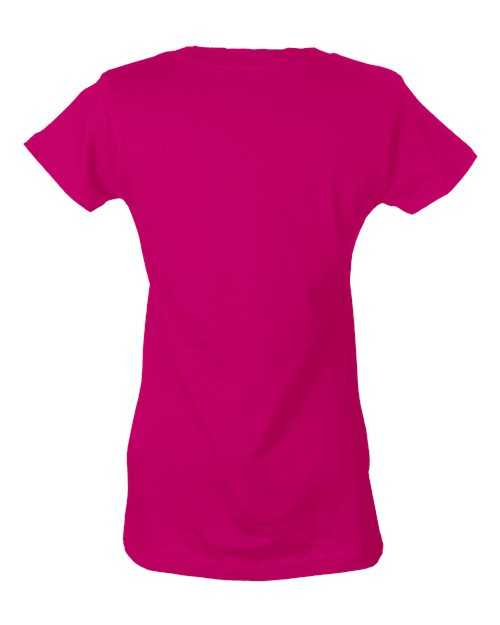 Tultex 214 Women's Slim Fit Fine Jersey V-Neck T-Shirt - Fuchsia - HIT a Double
