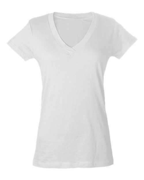 Tultex 214 Women&#39;s Slim Fit Fine Jersey V-Neck T-Shirt - White - HIT a Double