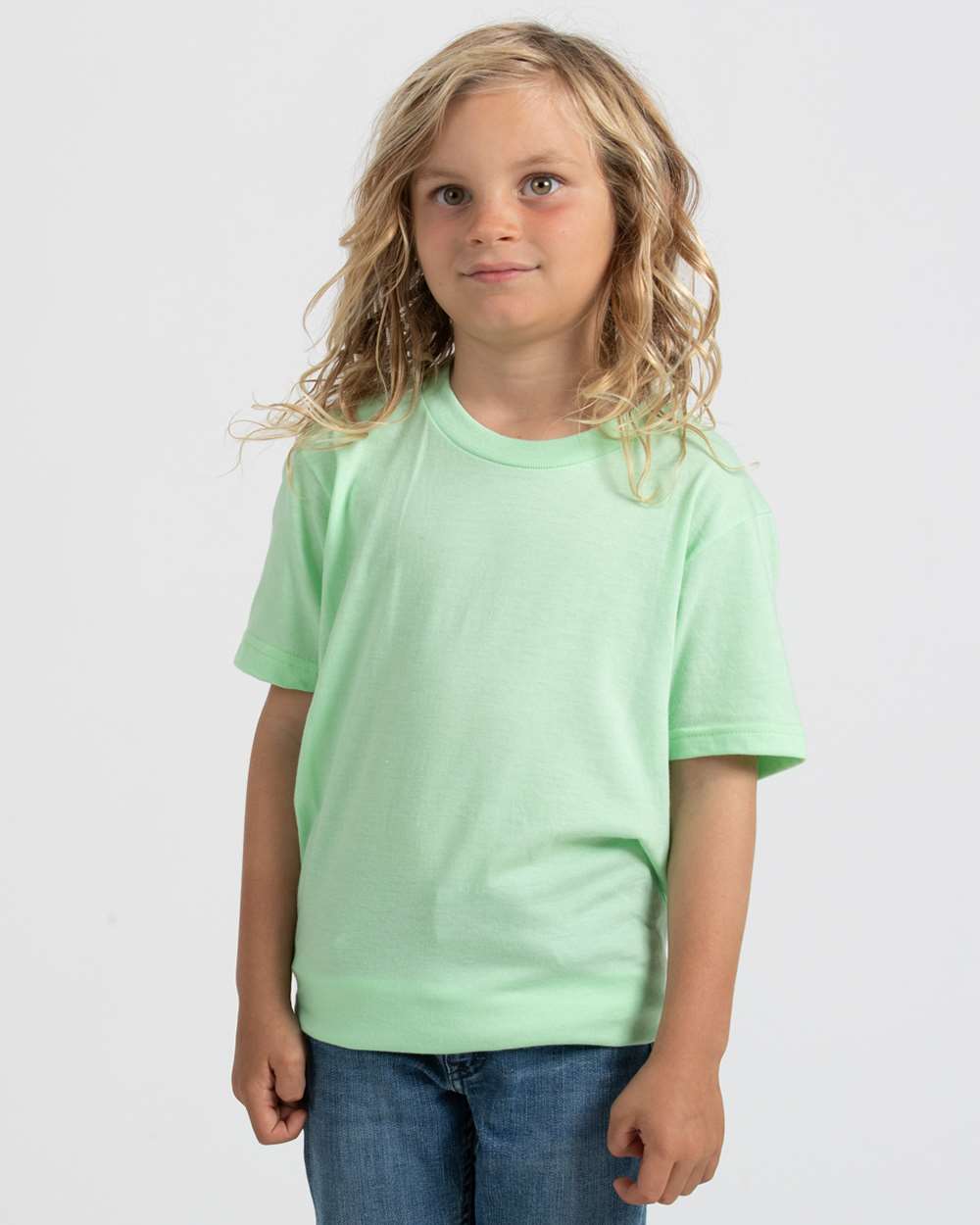 Tultex 235 Youth Fine Jersey T-Shirt - Heather Neo Mint - HIT a Double