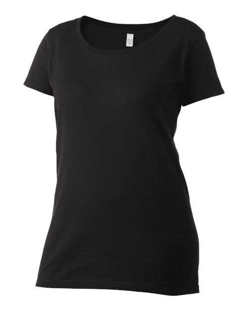 Tultex 243 Women's Poly-Rich Scoop Neck T-Shirt - Black - HIT a Double