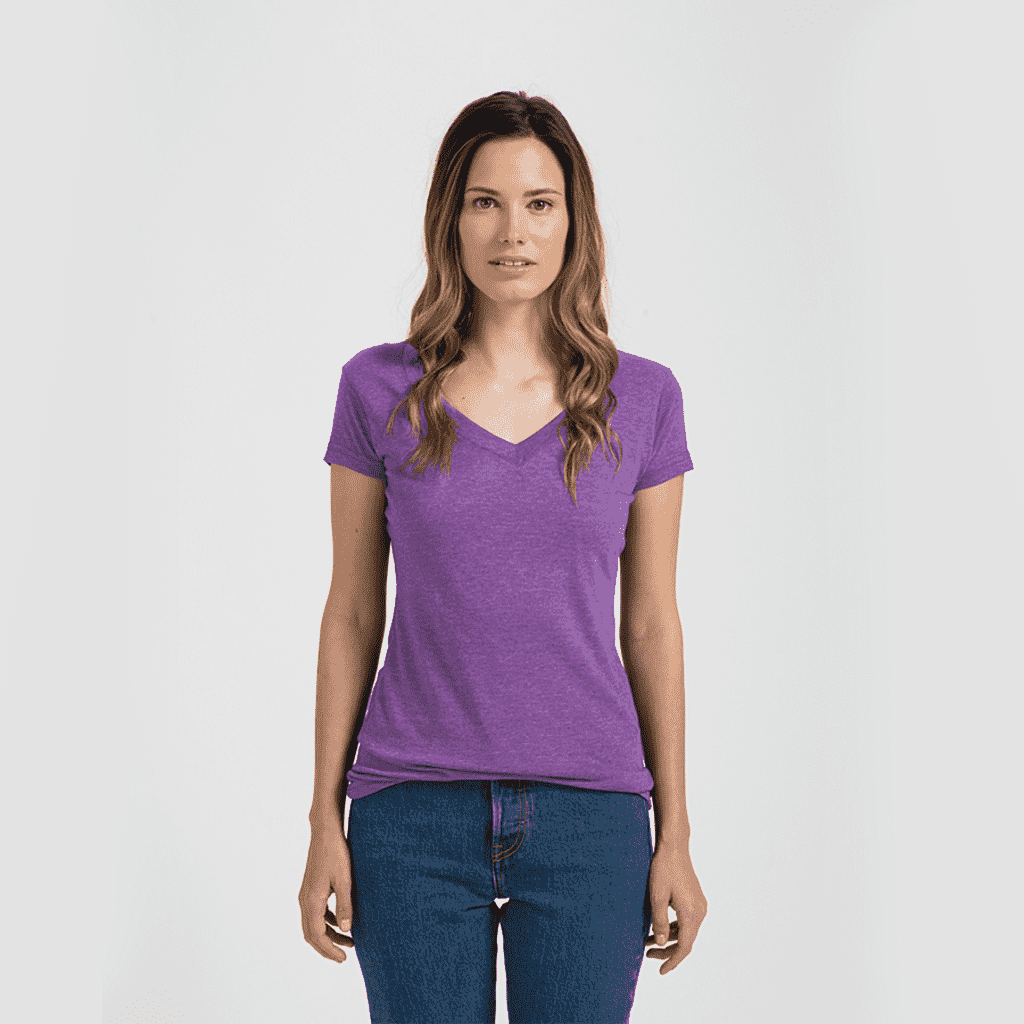 Tultex 244 Women's Poly-Rich V-Neck T-Shirt - Heather Purple - HIT a Double