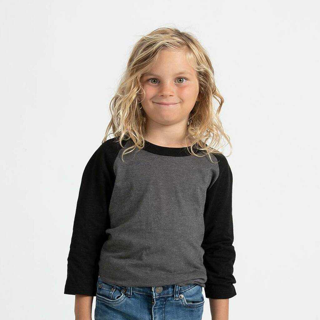 Tultex 245Y Youth Raglan T-Shirt - Heather Charcoal Black - HIT a Double