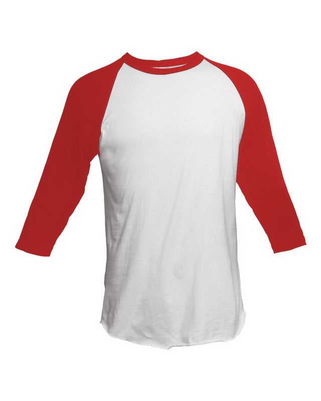 Tultex 245Y Youth Raglan T-Shirt - White Red - HIT a Double