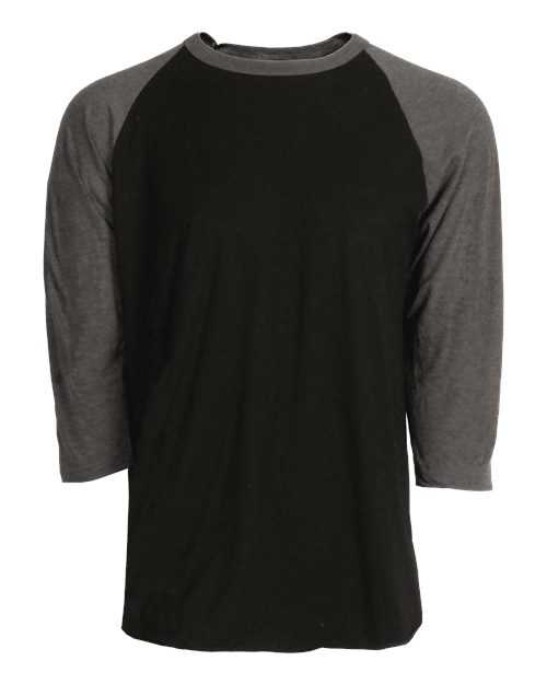 Tultex 245 Unisex Fine Jersey Raglan T-Shirt - Black Heather Charcoal - HIT a Double