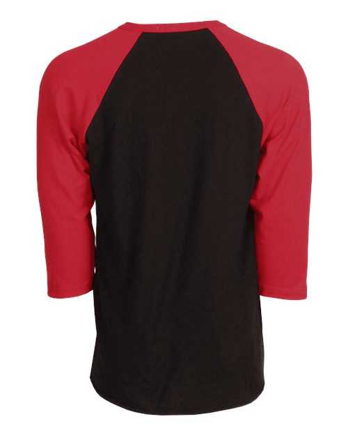 Tultex 245 Unisex Fine Jersey Raglan T-Shirt - Black Red - HIT a Double