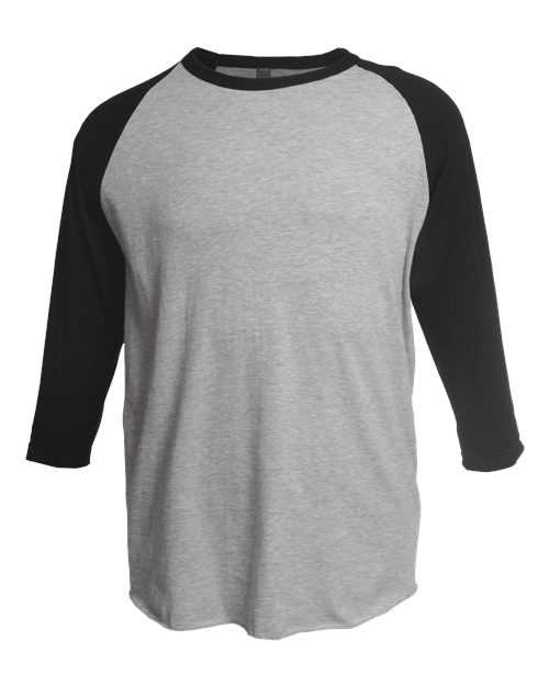 Tultex 245 Unisex Fine Jersey Raglan T-Shirt - Heather Grey Black - HIT a Double